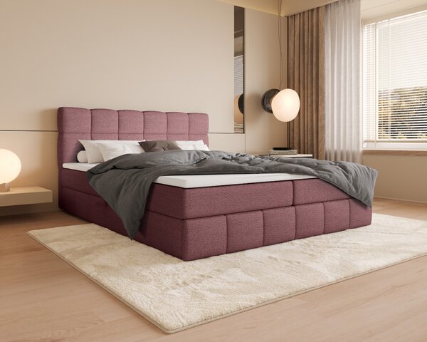 Manželská postel s úložným prostorem 140x200 VAFLIA - růžová