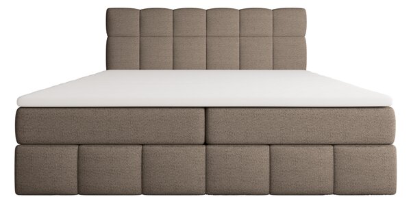 Manželská postel s úložným prostorem 140x200 VAFLIA - světle hnědá