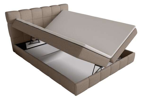 Manželská postel s úložným prostorem 140x200 VAFLIA - světle hnědá