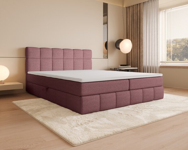 Manželská postel s úložným prostorem 140x200 VAFLIA - růžová