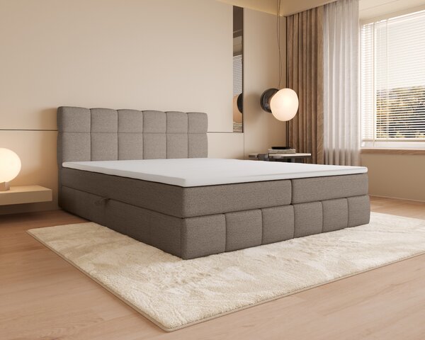 Manželská postel s úložným prostorem 140x200 VAFLIA - světle hnědá