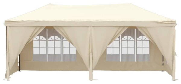 Skládací party stan s bočními stěnami krémový 3 x 6 m