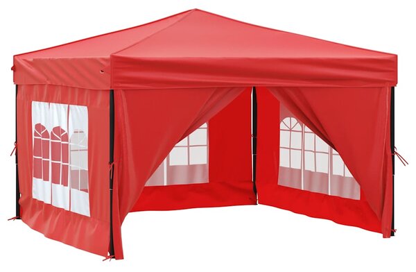 Skládací party stan s bočními stěnami červený 3 x 3 m