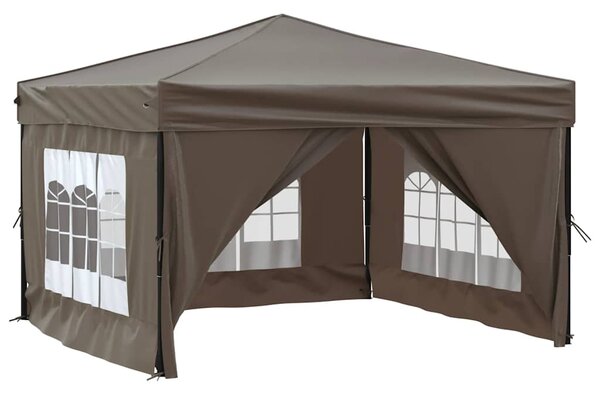 Skládací party stan s bočními stěnami taupe 3 x 3 m