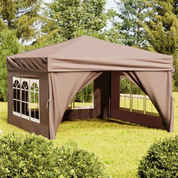 Skládací party stan s bočními stěnami taupe 3 x 3 m