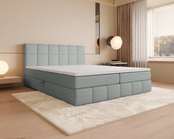 Manželská postel s úložným prostorem 140x200 VAFLIA - světle modrá