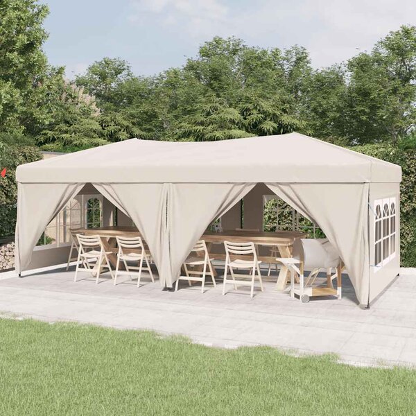 Skládací party stan s bočními stěnami krémový 3 x 6 m