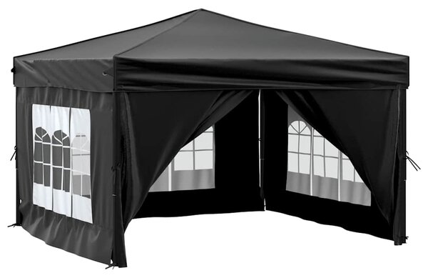 Skládací party stan s bočními stěnami černý 3 x 3 m