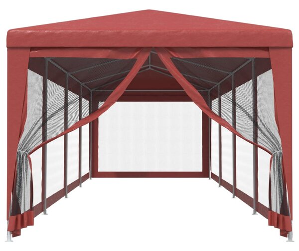 Party stan s 10 síťovanými bočnicemi červený 3 x 12 m HDPE