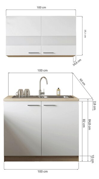 MINIKUCHYNĚ 100 cm Respekta - Online Only kuchyňské linky, Online Only