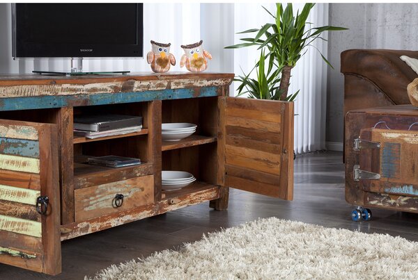 Massive home | Barevný TV stolek z masivu Avadi recyklované dřevo