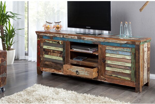 Massive home | Barevný TV stolek z masivu Avadi recyklované dřevo