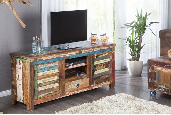 Massive home | Barevný TV stolek z masivu Avadi recyklované dřevo