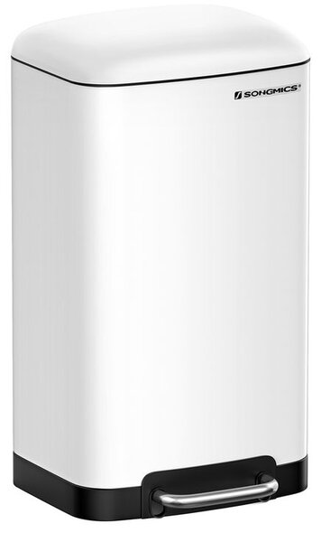 SongmicsHome Odpadkový koš s pomalým zavíráním SLOW, 30l, bílá