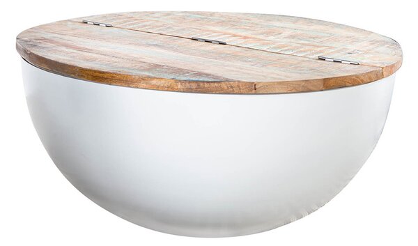 Massive home | Bílý konferenční stolek Madagaskar 70 cm recyklované dřevo MH408930