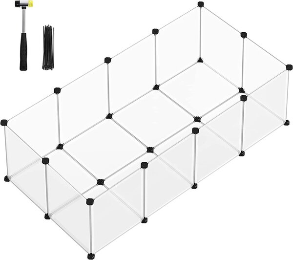 Ohrádka pro malá zvířata z průhledného plastu BEN, 143x71x47cm, transparentní SongmicsHome