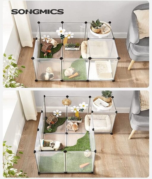 Ohrádka pro malá zvířata z průhledného plastu BEN, 143x71x47cm, transparentní SongmicsHome