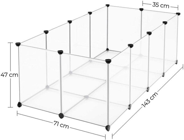 Ohrádka pro malá zvířata z průhledného plastu BEN, 143x71x47cm, transparentní SongmicsHome