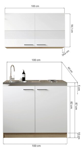 MINIKUCHYNĚ 100 cm Respekta - Online Only kuchyňské linky, Online Only