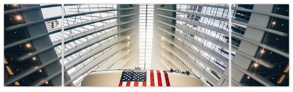 Obraz stavby s vlajkou USA (170x50 cm)