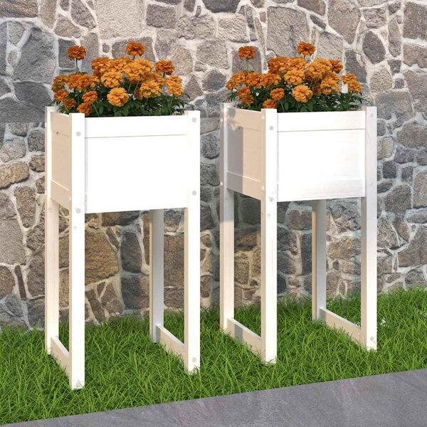 Truhlíky 2 ks bílé 40x40x81 cm masivní borové dřevo