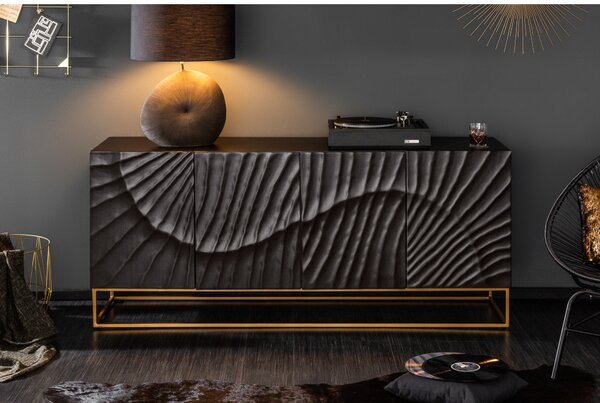 Massive home | Černý designový příborník 177 cm Scorpion mango