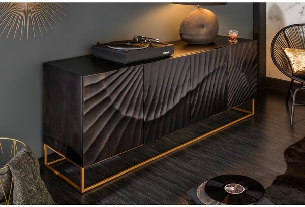 Massive home | Černý designový příborník 177 cm Scorpion mango