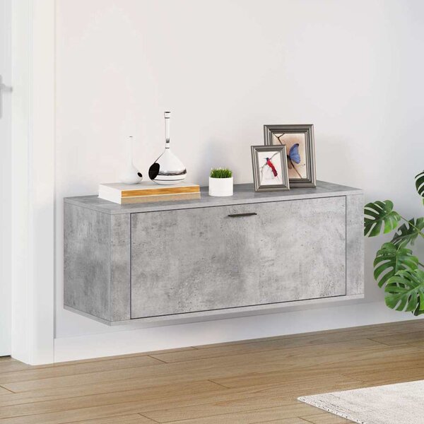 Nástěnný botník betonově šedý 100x35x45 cm kompozitní dřevo