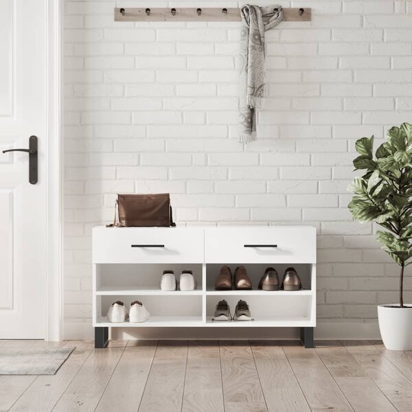 Botník bílý s vysokým leskem 102 x 35 x 55 cm kompozitní dřevo