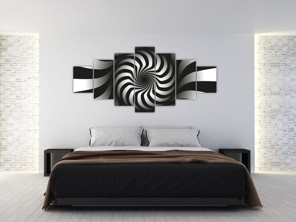 Abstraktní obraz černobílé spirály (210x100 cm)