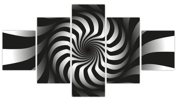 Abstraktní obraz černobílé spirály (125x70 cm)