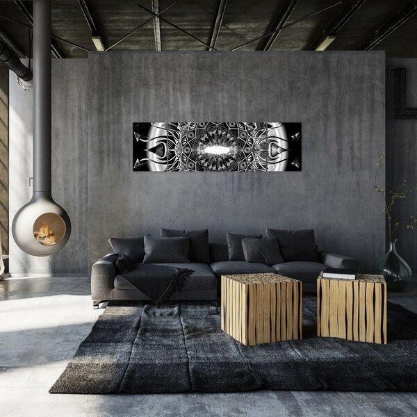 Obraz černobílých ornamentů (170x50 cm)