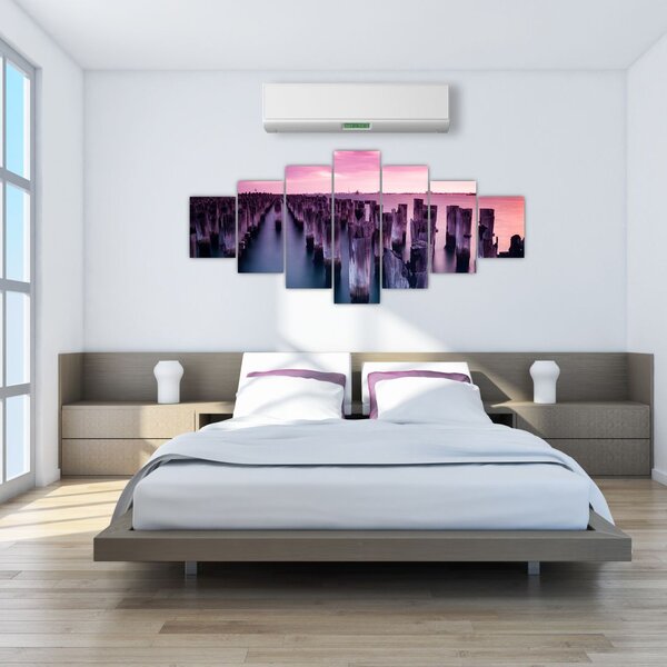 Obraz dřevěných kůlů (210x100 cm)