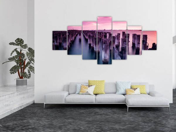Obraz dřevěných kůlů (210x100 cm)