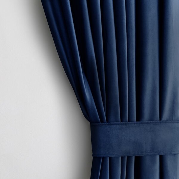 Závěs AmeliaHome Velvet s průchodkami 140x270 cm modrý, velikost 140x270