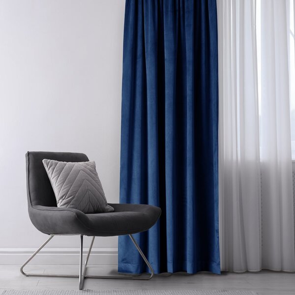 Závěs AmeliaHome Velvet s průchodkami 140x270 cm modrý, velikost 140x270