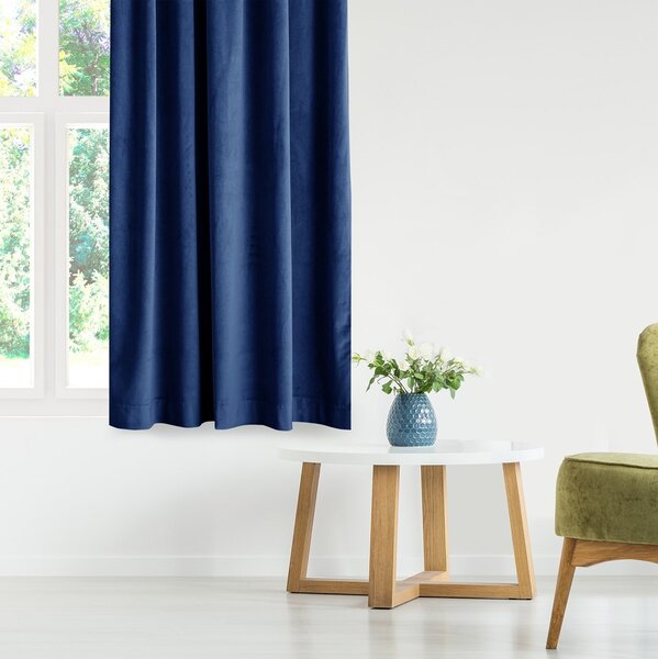 Závěs AmeliaHome Velvet s průchodkami 140x270 cm modrý, velikost 140x270