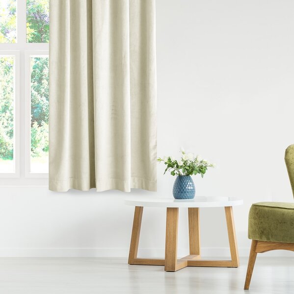Závěs AmeliaHome Velvet s multifunkční páskou 140x270 cm krémový, velikost 140x270