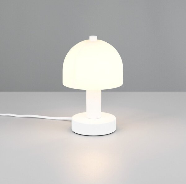 Bílá stolní lampa se skleněným stínidlem (výška 19 cm) Glenn – Reality