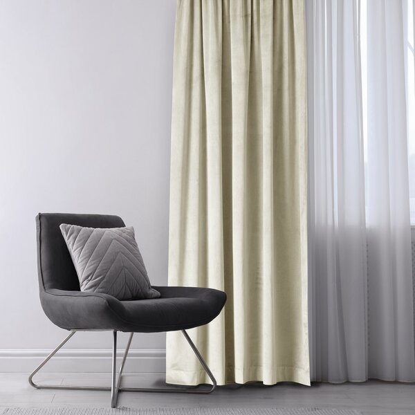 Závěs AmeliaHome Velvet s multifunkční páskou 140x270 cm krémový, velikost 140x270