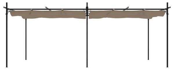 Pergola se zatahovací střechou taupe 589 x 292 x 230 cm