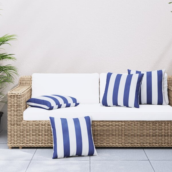 Dekorační polštáře 4 ks modré a bílé pruhy 60 x 60 cm textil