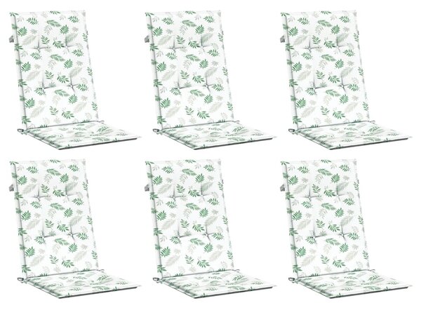 Podušky na židli s vysokým opěradlem 6 ks vzor listů textil