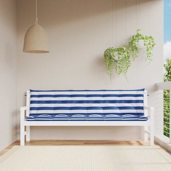 Podušky na lavici 2 ks modré a bílé pruhy 200x50x7 cm textil