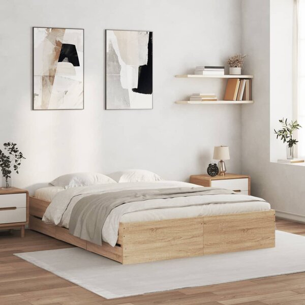 Rám postele se zásuvkami dub sonoma 140x190 cm kompozitní dřevo 3207303
