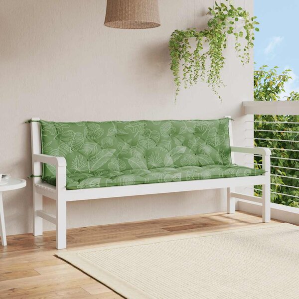 Podušky na zahradní lavici 2 ks vzor listů 200x50x7 cm textil
