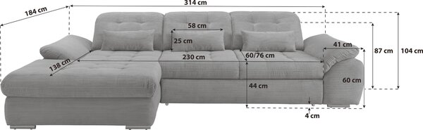 ROHOVÁ SEDAČKA, textil, šedá Livetastic - Sedací soupravy, Online Only