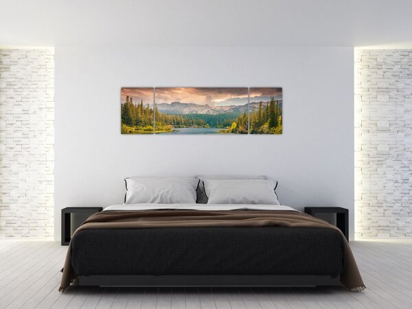 Obraz horské řeky a hor (170x50 cm)