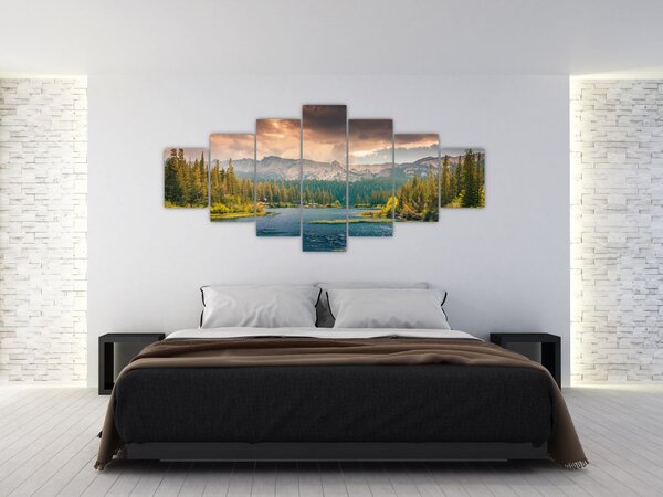 Obraz horské řeky a hor (210x100 cm)