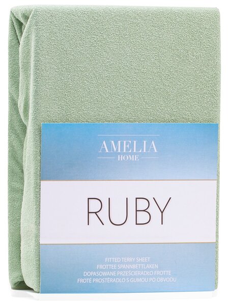 FLHF Froté prostěradlo Ruby, olivová zelená Rozměr: 120-140x200+30 cm